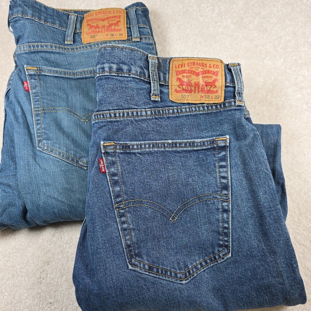 Lot Of 2 Levi's 527 Jeans Mens 38x32 Blue Denim Bootcut Leg 5-Pockets Everyday